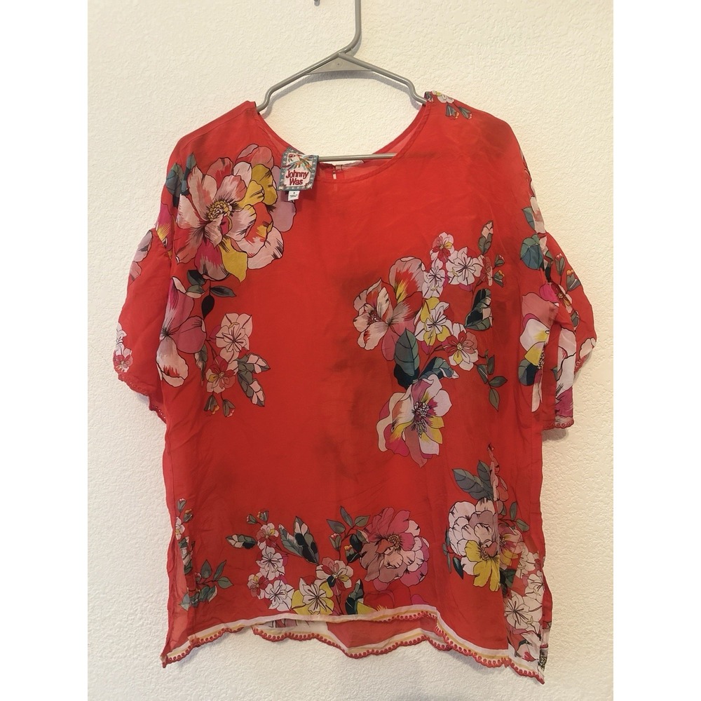 Johnny Was Bohemian Tropical Oversized Flowy Vacation Top Size Small